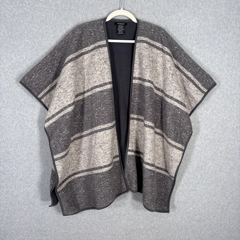 Ike Behar Poncho OS Cream Shawl Cardigan Wrap Fleece‎ Blanket Sherpa Southwest